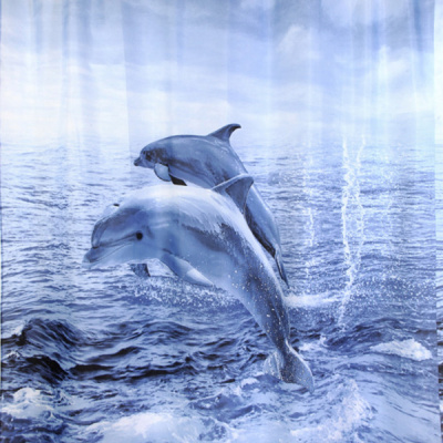 Шторка для ванной 180х200 с кольцами Two dolphins