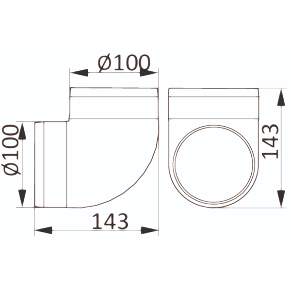 Отвод 90 D 100мм арт.121_2